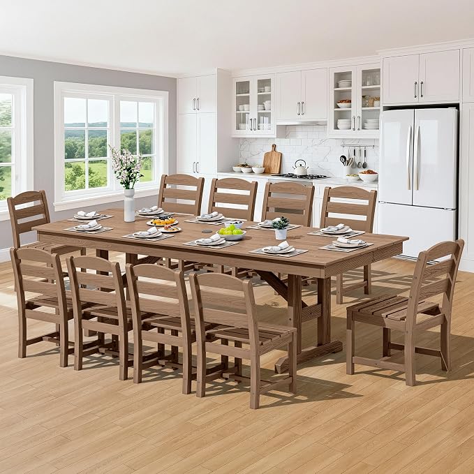 SERWALL Outdoor Dining Chairs Set of 4, All-Weather HDPE Patio Chair - Image 5