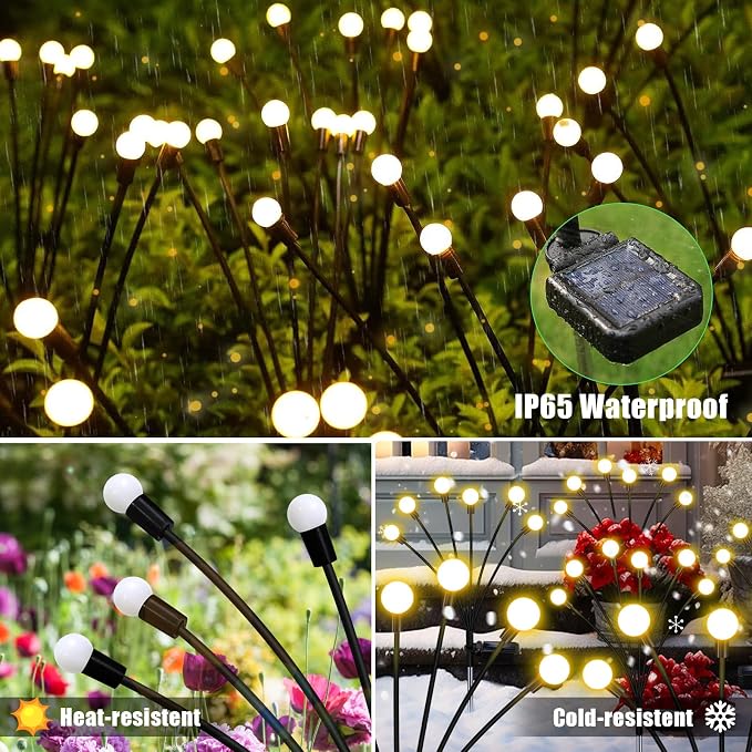 Solar Garden Lights Outdoor, 4 Pack 32LED Swaying Light Waterproof Solar Lights - Image 7