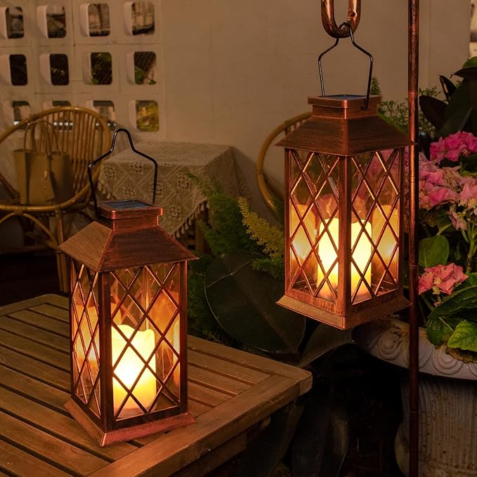2Pack 10" Solar Outdoor Lanterns Waterproof Garden Gifts Women, Halloween - Image 6