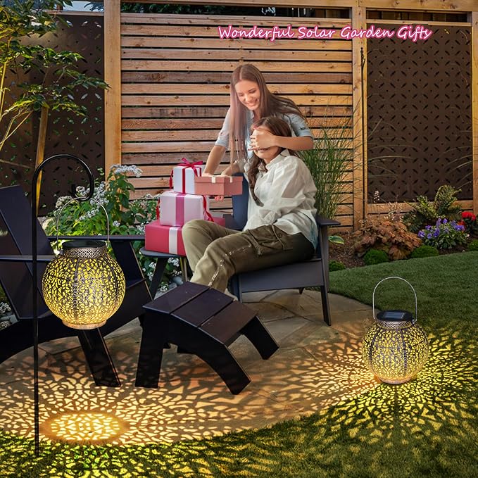 2Pack Solar Outdoor Lanterns Waterproof, Garden Gifts - Image 8