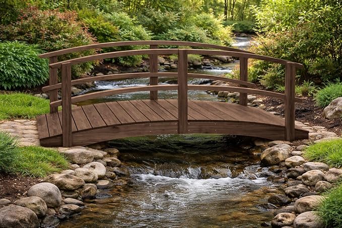10 FT Walnut Amish Made Garden Bridge - Image 5