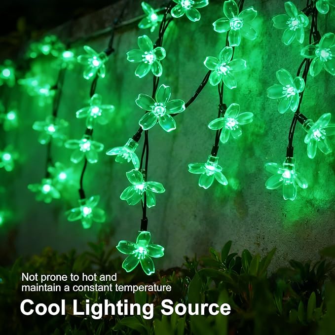 2 Pack Total 52FT 120 LED Solar String Lights Outdoor Waterproof Flower Fairy - Image 2