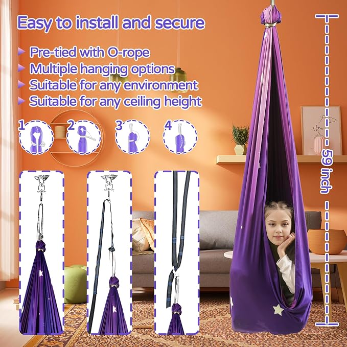 Sensory Swing for Kids and Adults Indoor & Outdoor Double Layer Therapy Cuddle - Image 5