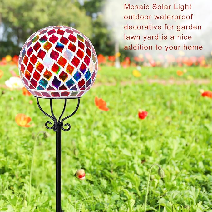 VCUTEKA Solar Outdoor Lights Garden Decor Mosaic Solar Garden Lights Waterproof - Image 5