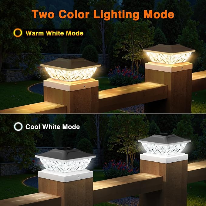 8 Pack Solar Post Cap Lights, 2 Mode Bright Solar Post Lights Outdoor - Image 2