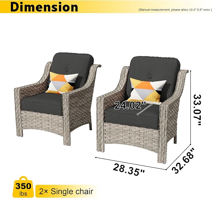 HOOOWOOO 2 Piece Patio Chairs Set, Outdoor Wicker Chairs, All Weather Resistant - Image 6