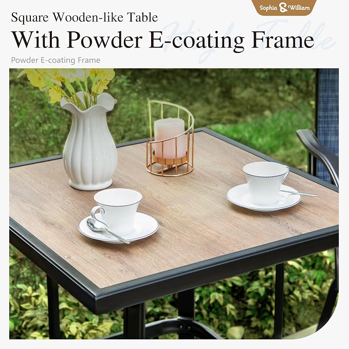 Sophia & William Outdoor Bar Set, Patio Bar Table and Chairs Set, Bar Height - Image 6