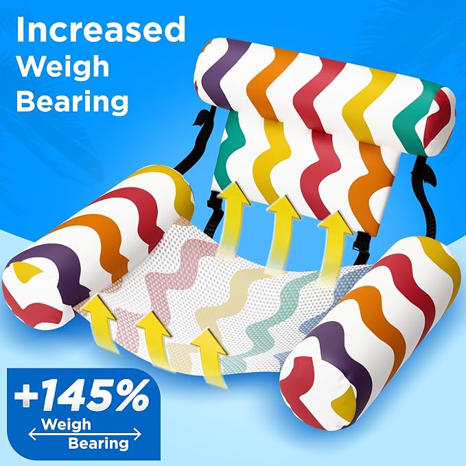 Funscape Pool Floats Chairs Adult, 2 Packs Heavy Duty Inflatable Swimming Pool - Image 5