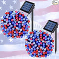 JMEXSUSS 2 Pack Red White and Blue Solar Lights 100LED 33ft Patriot Solar by JMEXSUSS