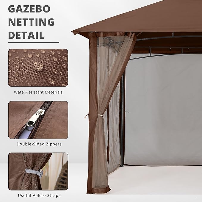 MASTERCANOPY Patio Gazebo Mosquito Netting Screen Walls - Image 3