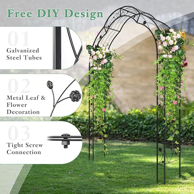 IRONMAX Garden Arch, Heavy Duty Galvanized Steel Arbor w/ 7 Sizes & Metal - Image 6
