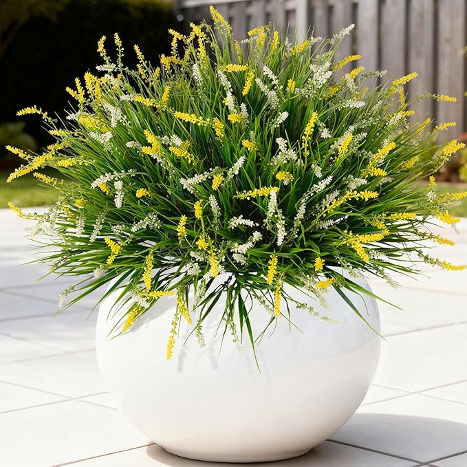 Artificial Faux Plants for Outdoor Spring Decoration, Fake Flowers Shrubs UV by Ammyoo