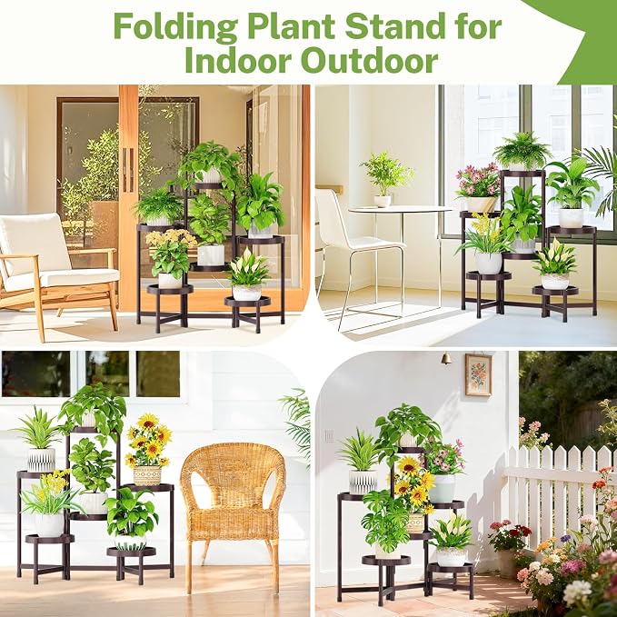 iDavosic.ly 6 Tier Folding Plant Stand Indoor Outdoor - Image 6