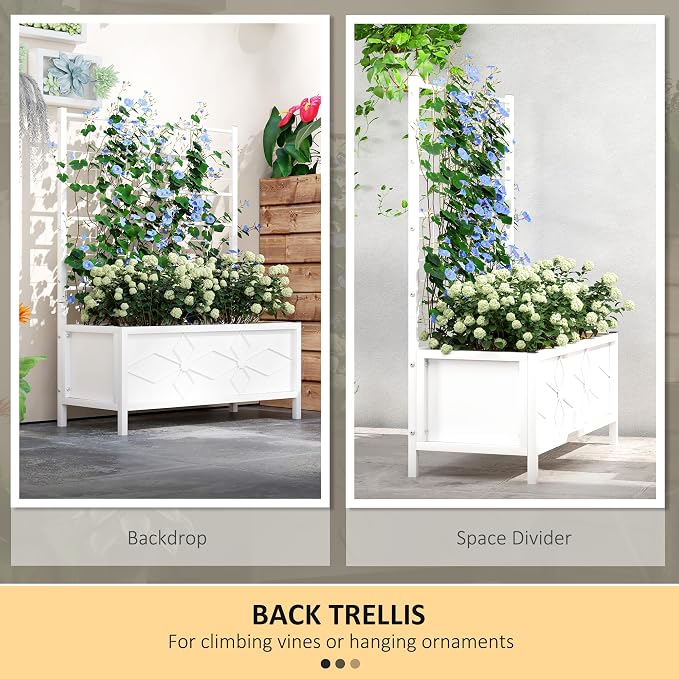 Outsunny Planter Box with Trellis, 35.4 x 15.7 x 47.2 inch Raised Garden Bed - Image 3