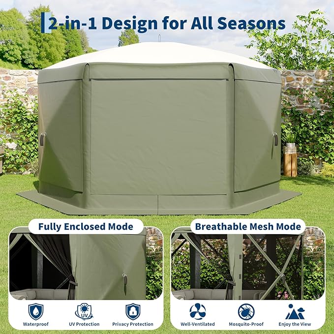 13x13FT 6-Sided Pop Up Gazebo Tent，One-Push Setup Canopy Tent - Image 3