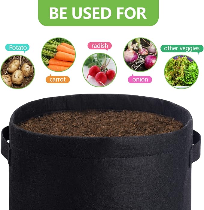 4 Pack Potato Growing Bag with Flap 10 Gallon Planter Pots with Handles and - Image 5