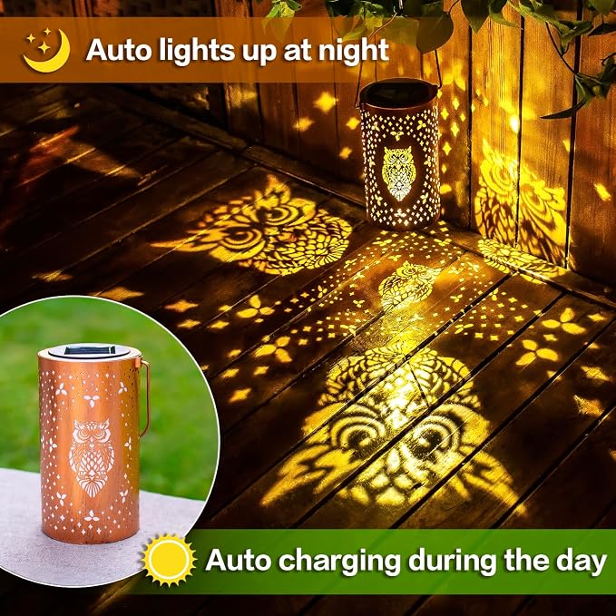 Owl Solar Lanterns Outdoor Waterproof Hanging Solar Lights Owl Gifts - Image 4