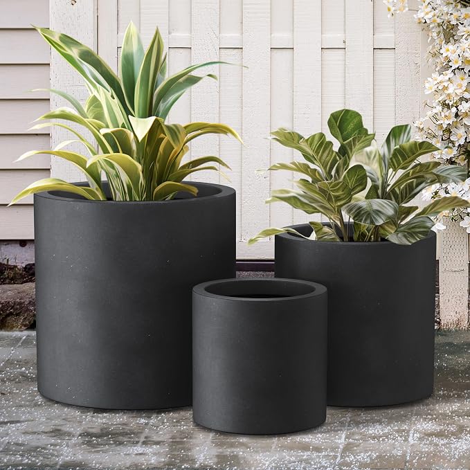 Kante 9.8", 15.7" Dia Round Concrete Planter Set of 3, Modern Style Large - Image 3