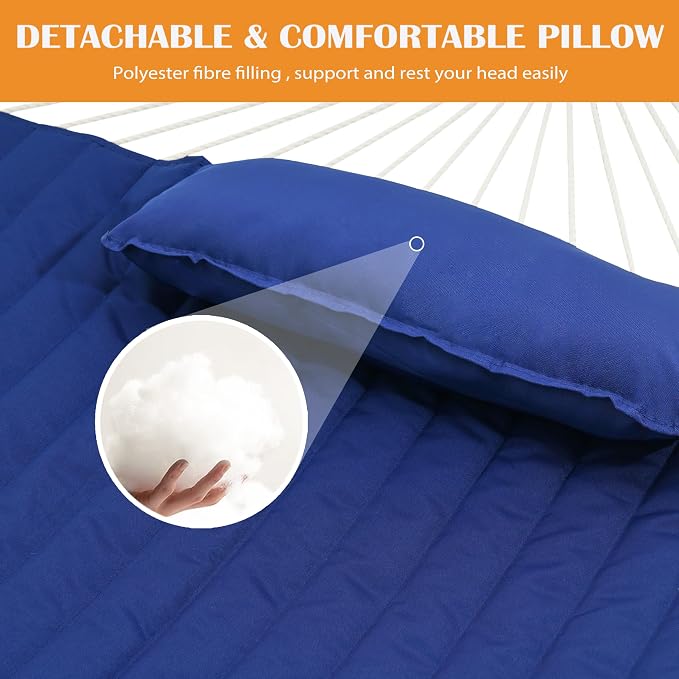 Lazy Daze Hammocks 2 Person Hammock Pad and Pillow Set, Double Polyester - Image 2