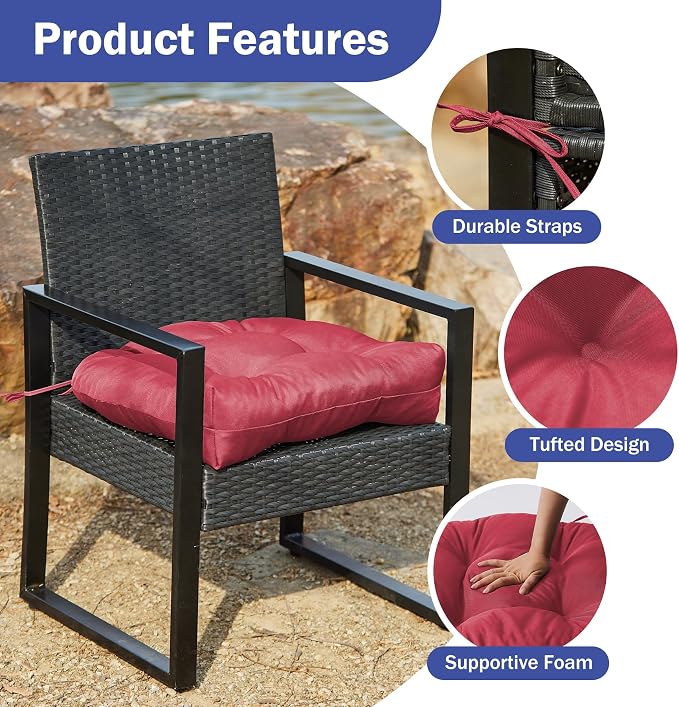 Outdoor Chair Cushions Set of 4, Patio Chair Cushions - Image 5