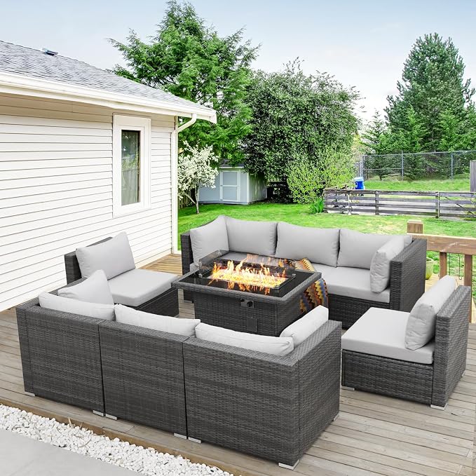 BULEXYARD 9 Piece High Back Outdoor Sectional Seating by BULEXYARDFURNITURE