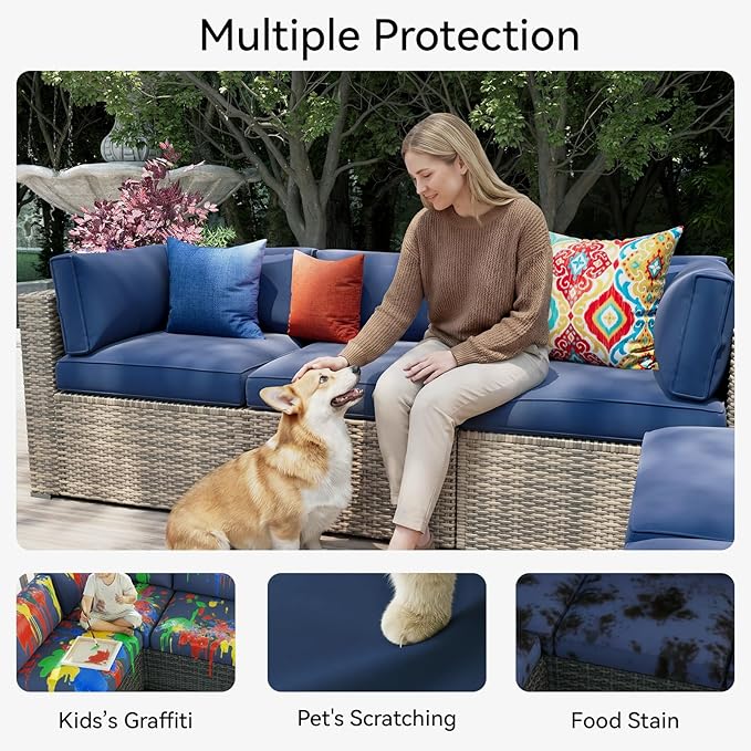 Aoxun 14pcs Patio Cushion Covers Replacement, Waterproof Outdoor Furniture - Image 4