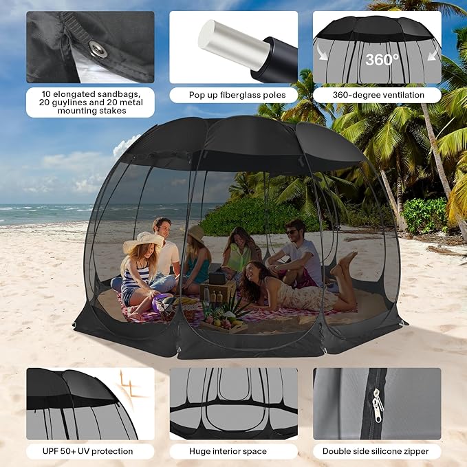 Alvantor® Screen House Gazebo, Pop Up Igloo Screened Canopy Tent - Image 5