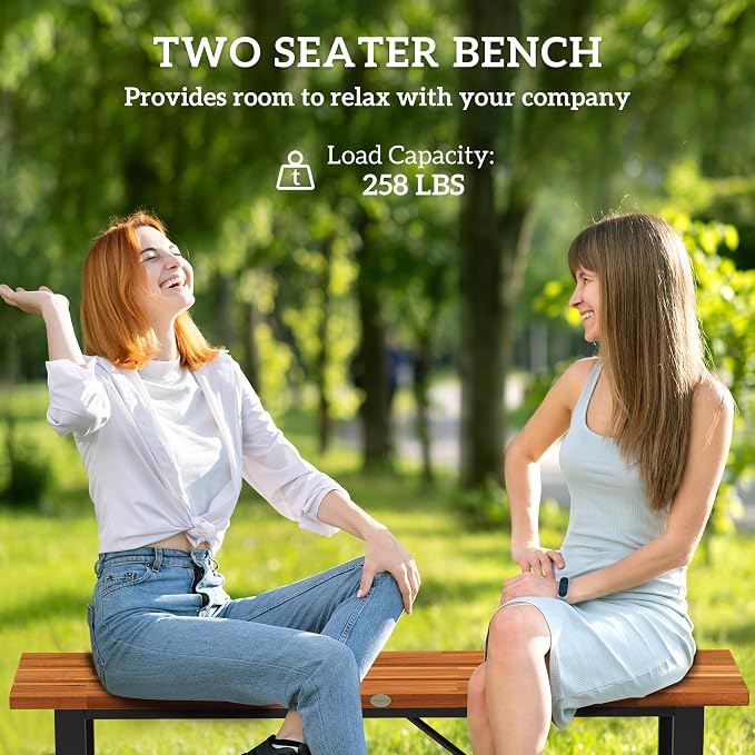Outsunny Outdoor Bench, Acacia Wood Patio Garden Bench, Weather/Corrosion - Image 8