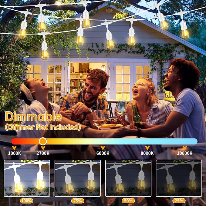 SUFEIMAS 100FT White Outdoor String Lights, IP65 Waterproof 30+2 Plastic LED - Image 6