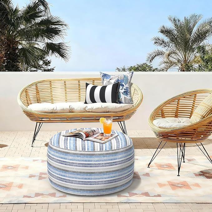 LVTXIII Outdoor Inflatable Ottoman, Fade-Resistant Round Footrest Stool D31”x - Image 6