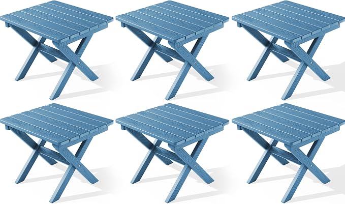SERWALL Folding Outdoor Side Table Set of 6, Adirondack End Table by SERWALL