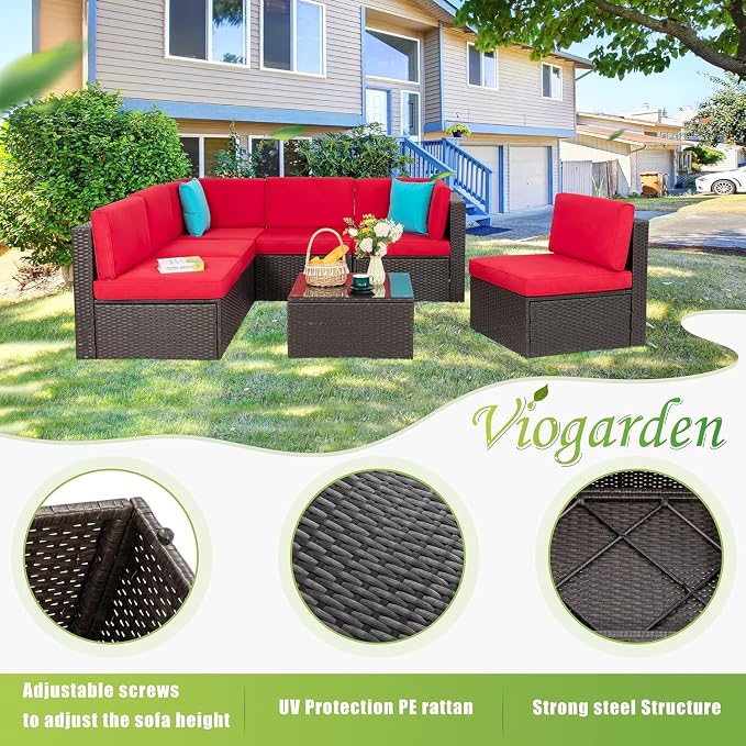 Vongrasig 7 Pieces Patio Furniture Sets, Outdoor Modular Sectional Sofa Patio - Image 7