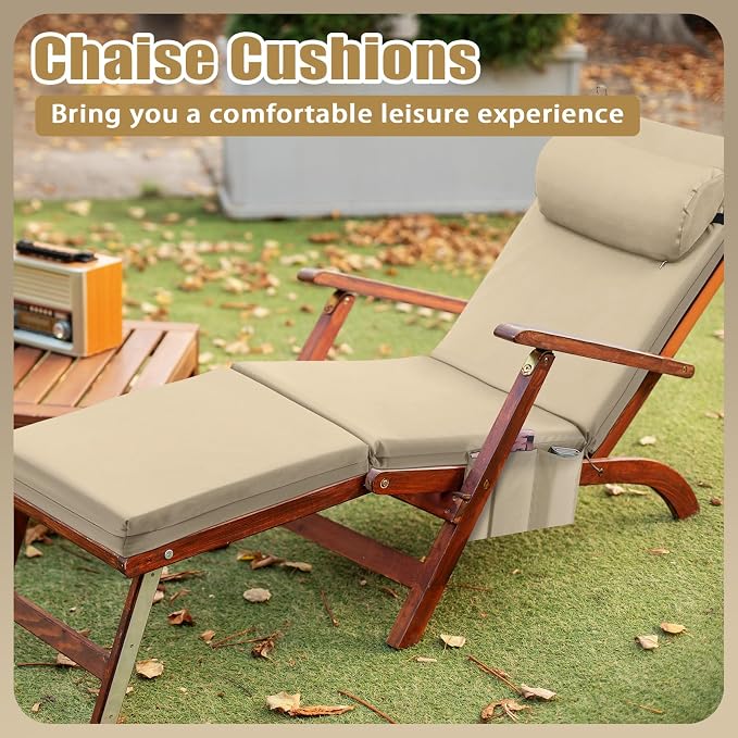 RattanView 2 Pcs Outdoor Chaise Lounge Cushion - Image 6