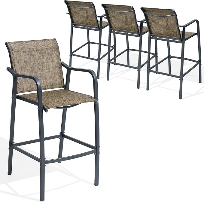 Crestlive Outdoor Bar Stools Set of 4, 500 lb Capacity Metal Patio Bar Chairs by CrestliveProducts