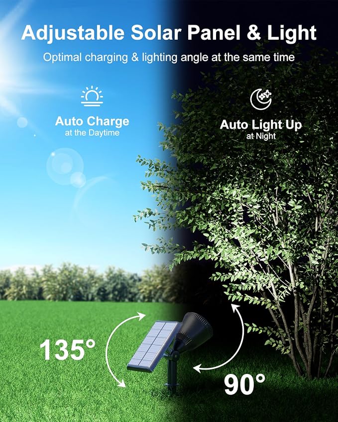 2 Pack Solar Powered Spot Lights Outdoor Waterproof Super Bright LED Yard - Image 7