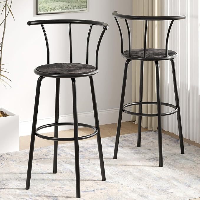 VECELO Bar Stools Set of 2, Swivel Counter Barstools by VECELO