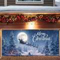 Merry Christmas Garage Door Cover 6x13FT, Santa Sleigh Flying Across Full Moon by ANNAQUEEN