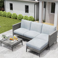 5 Pieces Outdoor Patio Conversation Set – Rattan L-Shaped Corner Sofa by JOCOEVOL