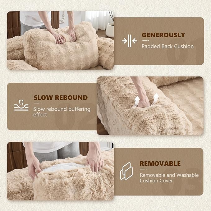 VINGLI 67.7" Oversized Chaise Lounge Chair Reading Chairs Comfy Bubble Fleece - Image 4