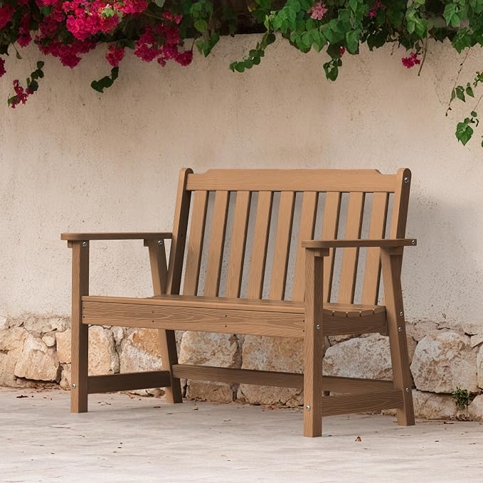 Ciokea 49" Heavy Duty Outdoor Bench, HDPE Weatherproof Porch Benches, Durable by CIOKEA