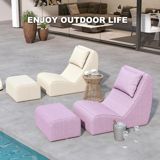 Giant Bean Bag Chair for Adults, Corduroy Chaise Lounge - Image 6