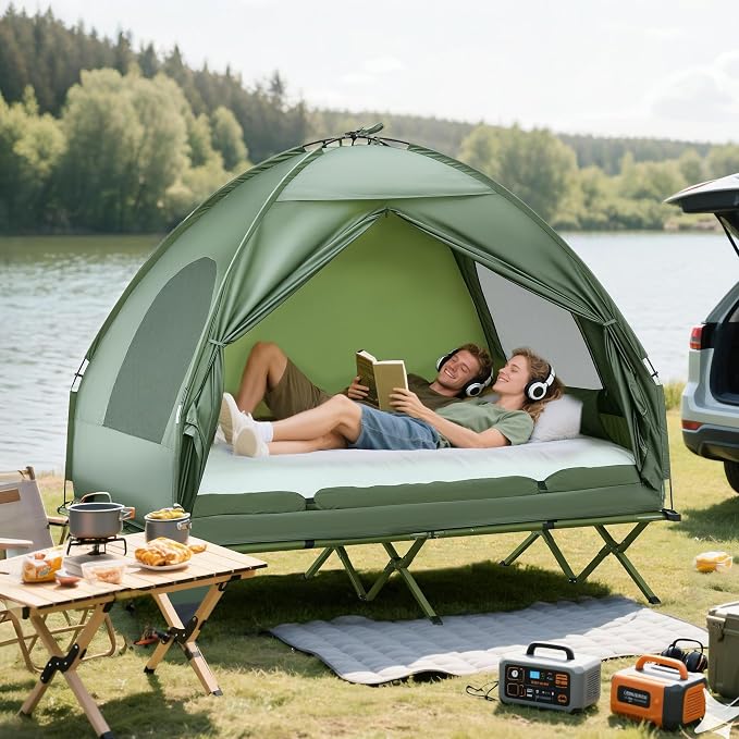 Outsunny Camping Tent Cot, Folding Tent Cot Combo - Image 9