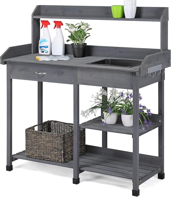 Yaheetech Outdoor Potting Bench Table Potters Benches Garden Workstation by Yaheetech