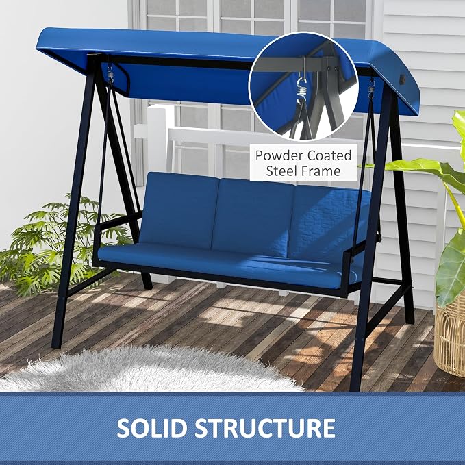 Outsunny 3-Seat Outdoor Porch Swing - Image 3