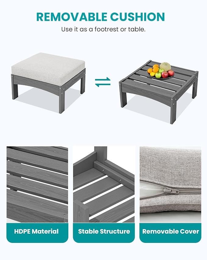SERWALL 2 Pieces Patio Sofas, HDPE Outdoor Conversation Set - Image 6