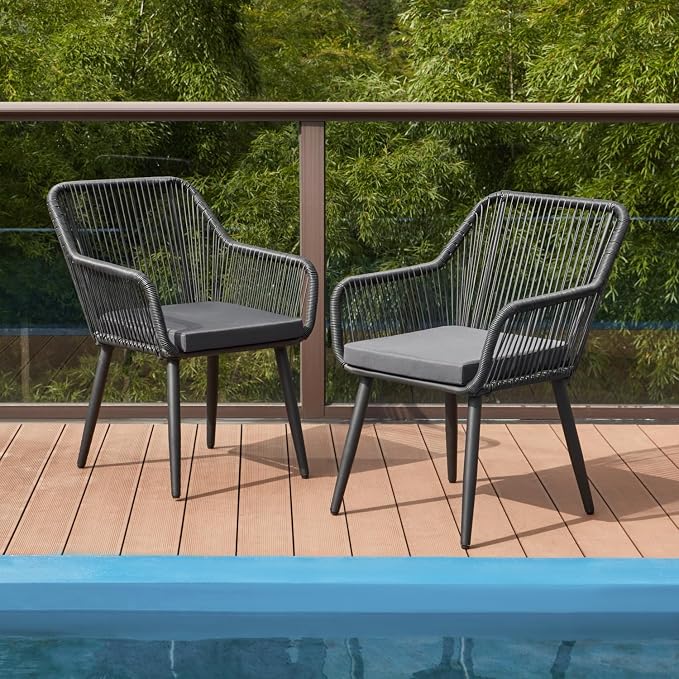 ECOTOUGE 5 Piece Patio Dining Set, Wicker Outdoor Furniture Set w/Glass Table - Image 7