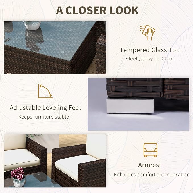 Outsunny 4 Piece Wicker Patio Furniture Set - Image 5