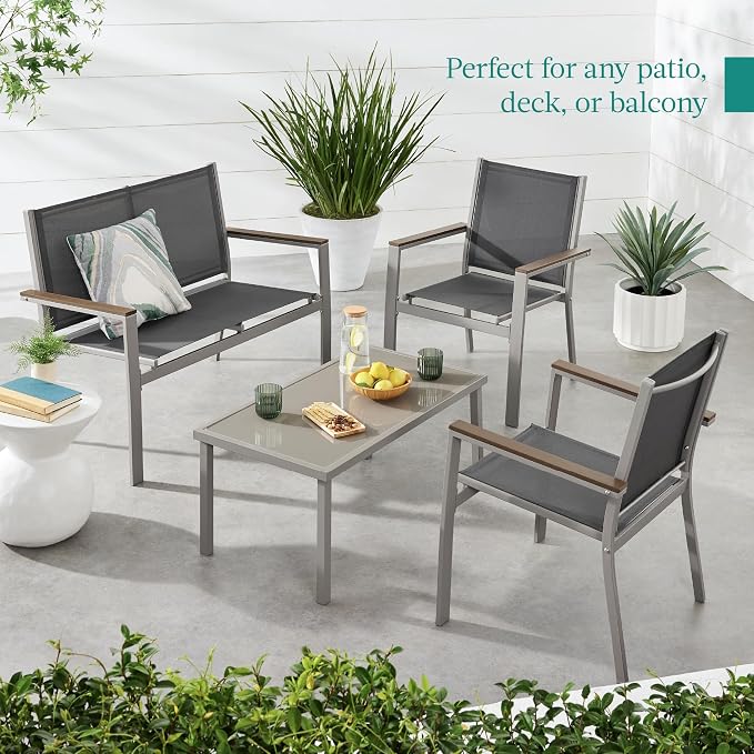 Best Choice Products 4-Piece Outdoor Textilene Patio Conversation Set, Backyard - Image 3