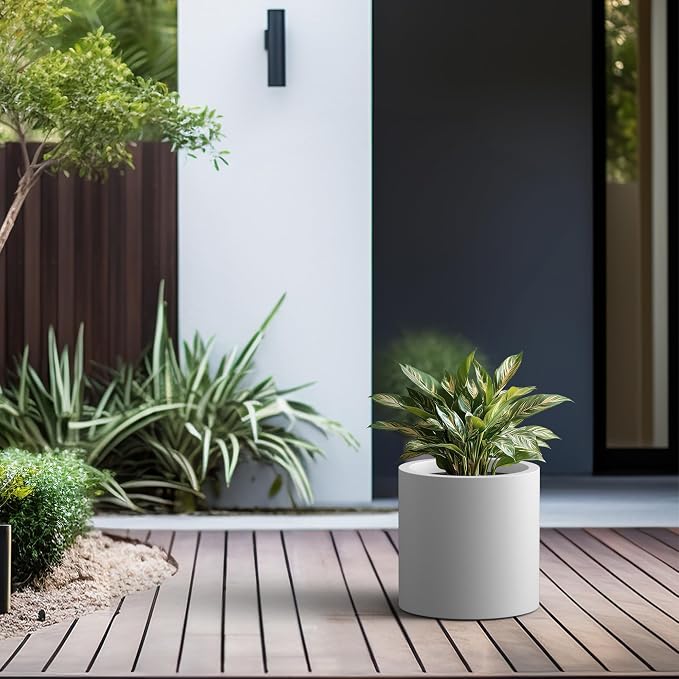 Kante 12.6" Dia Round Concrete Planter, Modern Style Large Cylindrical Plant Pot - Image 5