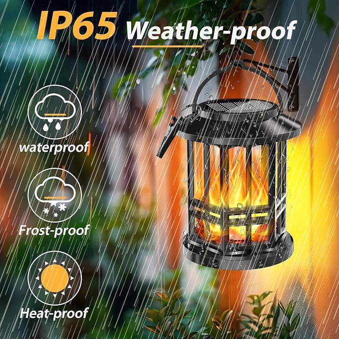 Solar Lanterns Outdoor Waterproof, Flickering Flame Landscape Lanterns - Image 3